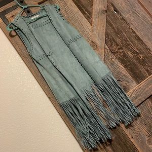 Beautiful sea green fringe vest